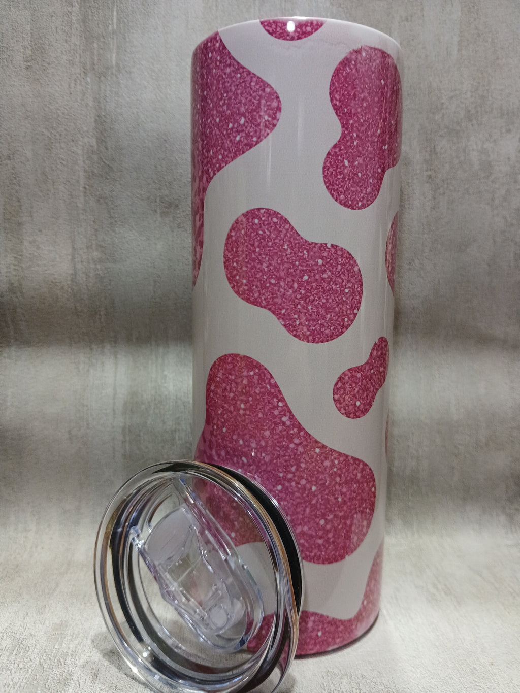 Pink Cow print Stainless steel tumbler, 20 oz.