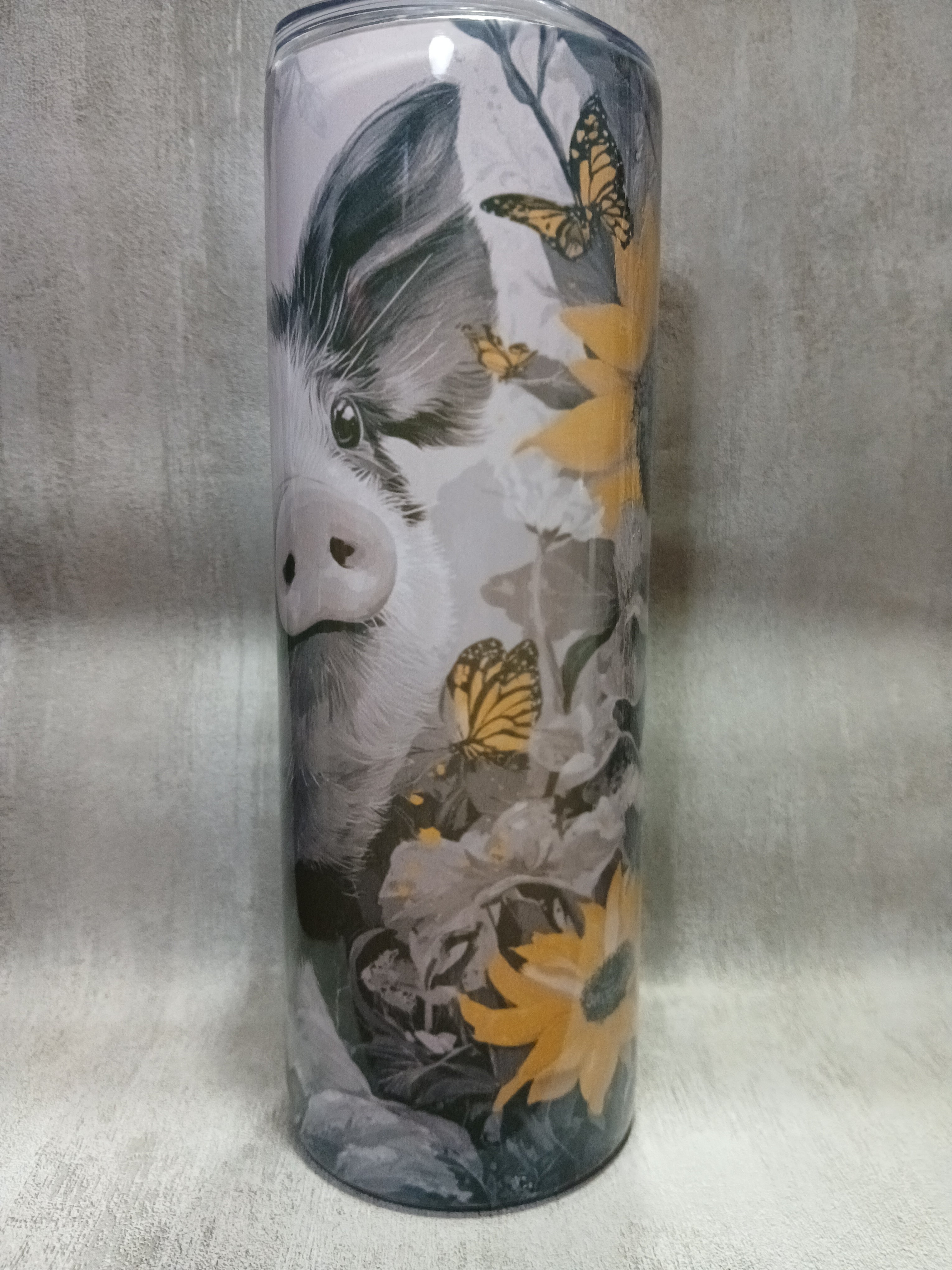 Pig/sunflower tumbler, 20 oz.
