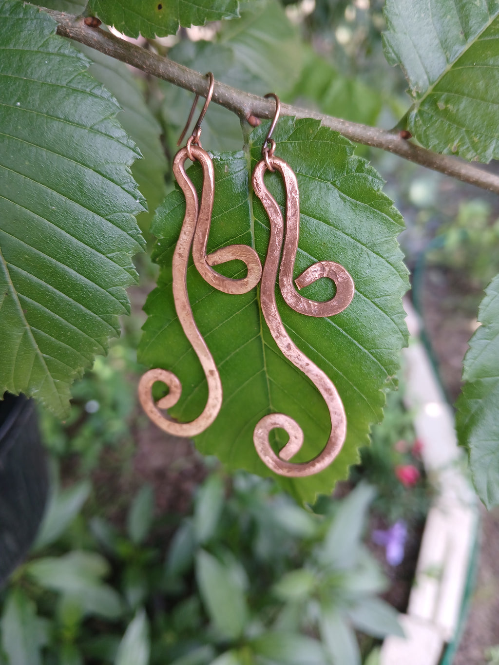 Copper dangle earrings